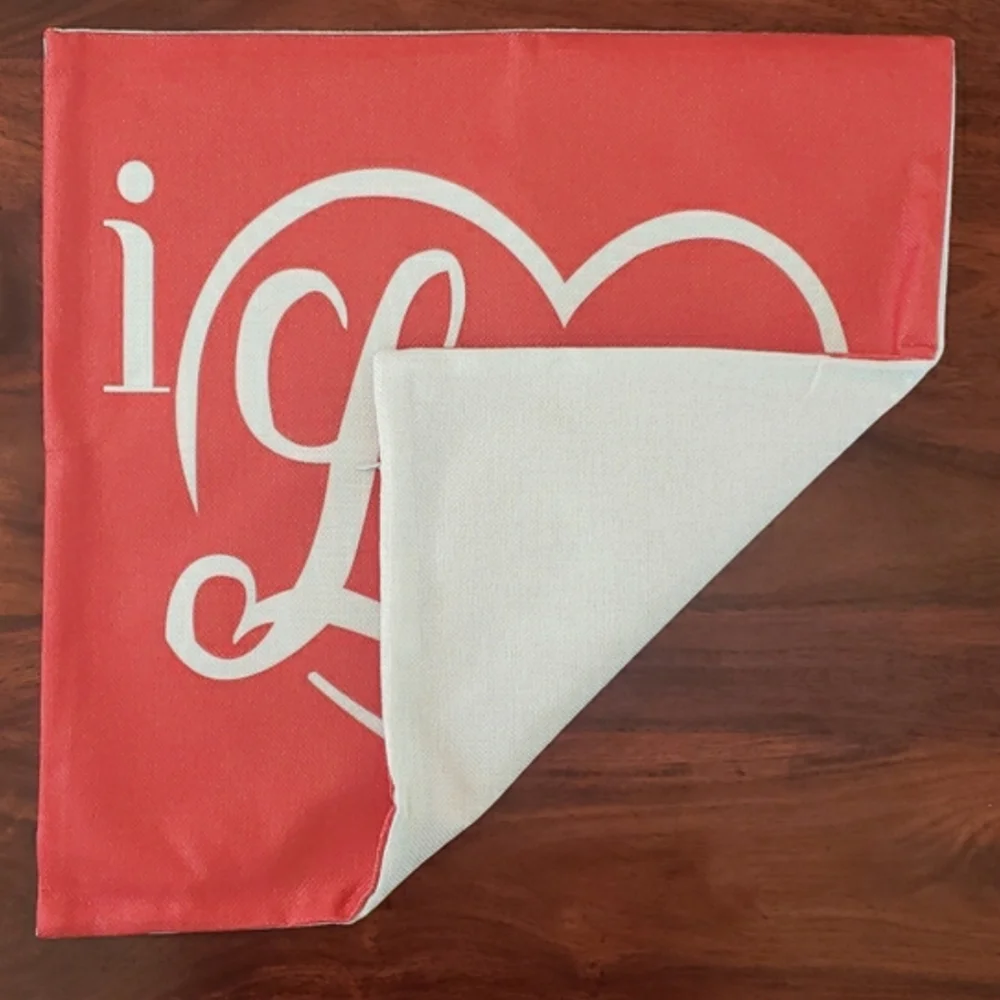 Valentine's Day Pillow Cover I LOVE US Red White 18x18